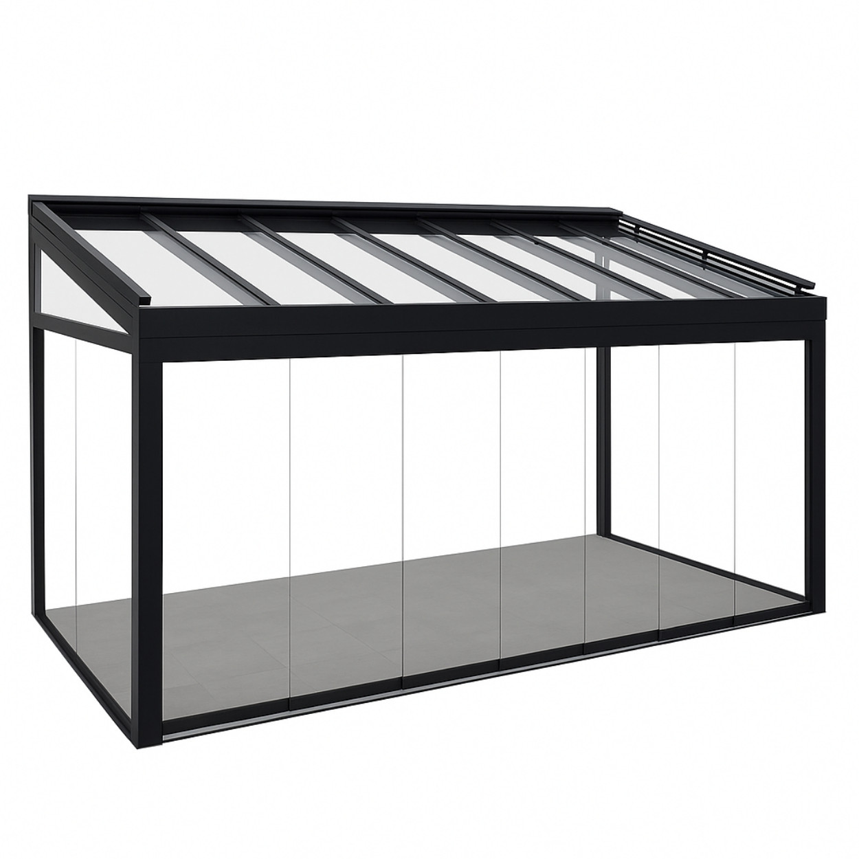 MB Line Aluminium Veranda Zwart met Glazen dak &amp; Schuifwanden